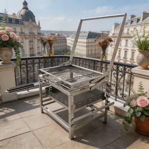 Parrilla de Carbón BlazeFor con Altura Ajustable, Rejilla Giratoria <span class=keywords><strong>y</strong></span> Parrilla de Acero Inoxidable para Asar al Aire Libre - Product Image 1