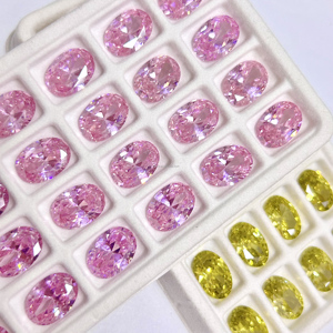 ビッグサイズ6*9mm〜12 * 14mm楕円形ピンクダイヤモンドカット石ルースピンクジルコン石価格キュービックジルコニア宝石 - Product Image 2