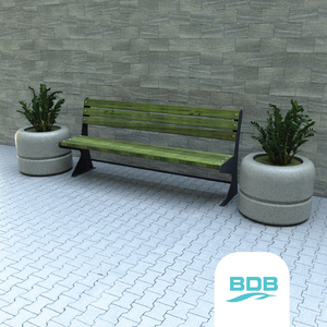 BDB <b>Metal</b> <b>Outdoor</b> Wooden <b>Bench</b> With <b>Metal</b> Legs No Armrests - Product Image 1