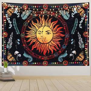 Logotipo personalizado <span class=keywords><strong>Tarot</strong></span> Sun Skull Tapiz Fantasía Fractal Skull Butterfly Rose Bohe Decor para dormitorio - Product Image 1