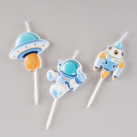 Enfants Anniversaire Astronaute Thème Bougie Décorations De Fête Dessin Animé Vaisseau Spatial Astronaute Gâteau Topper Props