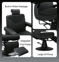Fauteuil de barbier électrique multifonctionnel en cuir PU avec dossier inclinable et levage hydraulique, idéal pour les salons de coiffure