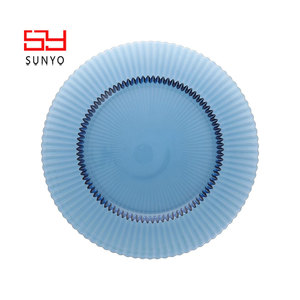 SUNYO Ensemble de 4 assiettes à salade de 8,5 pouces <span class=keywords><strong>en</strong></span> <span class=keywords><strong>verre</strong></span> <span class=keywords><strong>bleu</strong></span> bleuet Assiettes de présentation Assiettes de mariage Services de table - Product Image 2