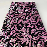 Tissu en velours brodé de sequins 5MM LH Factory Stock, luxe, pour scène, fête africaine, automne-hiver, pour robe femme