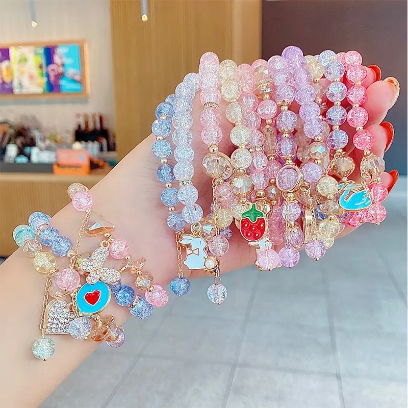 Pulsera de dibujos animados para niños, brazalete con cuentas de princesa, para bebé