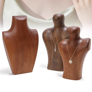 Présentoir à bijoux en bois marron élégant de style <span class=keywords><strong>vintage</strong></span>, <span class=keywords><strong>buste</strong></span> de mannequin pour colliers - Product Image 1