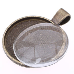 Supports de pendentifs à lunette ronde pour cabochons en verre de 25 mm, forme dôme ronde, pour caméos - Product Image 1