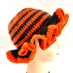 <span class=keywords><strong>Jupe</strong></span> à volants pour femmes taille libre festival Chapeau tricoté fait à la main couleur unie Crochet Bucket Hat With Ruffle - Product Image 2