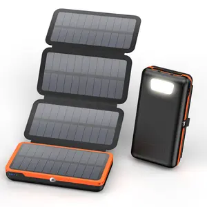 2024 Hot Sell New Trending Foldable Waterproof High Capacity 20000Mah Solar Charger Outdoor Travel Mobile Solar Power Bank