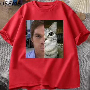 T-shirt Dexter Morgan Cat, divertente maglietta in cotone a maniche corte con scollo a <span class=keywords><strong>O</strong></span>, abbigliamento streetwear unisex, abbigliamento da uomo, t-shirt stampata Harajuku. - Product Image 2