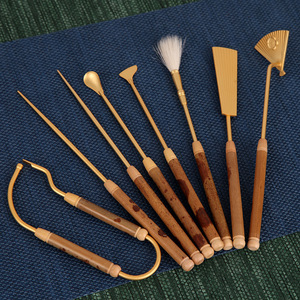 Ensemble de sept pièces en cuivre pur, amélioré et épaissi, pour cérémonie d'encens, outil de scellage d'encens, cuillère, pelle à cendres, fabrication de sceaux - Product Image 1
