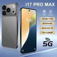 Teléfono Inteligente I17 Pro Max 5G LTE, Octa Core, Cámara Triple de 108MP, 16GB+1TB, 8000mAh, AMOLED, 120Hz, Carga Rápida, Español, Inglés