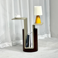 Table d'appoint multi-niveaux créative nordique avec plateau en cuir rembourré, petite table basse, porte-revues, table de chevet pour chambre à coucher