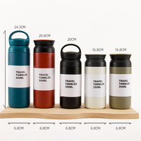 Botol minum stainless steel terisolasi tahan panas dengan pegangan portabel, logo personalisasi, 350ml 500ml, mini termos untuk kantor