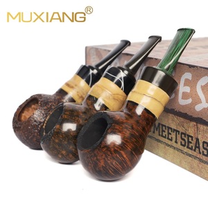MUXIANG Tobacco Pipe Straight Type Solid Wood Smoking Accessory Men's Pipe Gift - Product Image 1