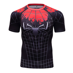 Người Đàn Ông Của Tùy Chỉnh Ngắn Tay Áo 3D In Spiderman Logo Phòng Tập Thể Dục Tập Thể Dục Phát Ban Bảo Vệ Nén T-Shirt Cho Bjj MMA - Product Image 3