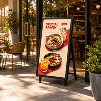 Papan Iklan Digital Luar Ruangan Pintar 32 43 49 55 Inci Layar LCD A-Frame Kontrol WiFi Cloud