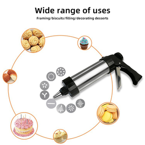Spritz Cookie Press Gun Kit, Stainless Steel w/ 13 Discs & 8 Nozzles - DIY Biscuit Maker Decorating Tool - Product Image 3