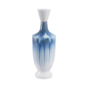Vaso Decorativo Moderno in Ceramica Bicolore Blu e Bianco con Coperchio per Soggiorno, Camera da Letto e Esposizione su Tavolo - Product Image 4