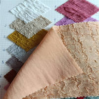 Tissu en crêpe extensible en polyester froissé doublement laminé à carreaux jacquard 3D
