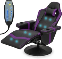 Canapé inclinable à dossier haut 2024, canapé de jeu confortable, haut-parleurs Bluetooth, chaise de jeu vidéo, chaise de jeu noire avec massage et porte-gobelet