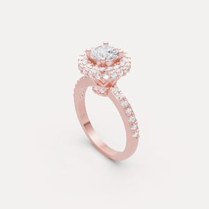 Bague de fiançailles en or 9 carats avec halo dissimulé de diamants de laboratoire, taille ronde, qualité VVS-VS, bijoux de mariage en gros à vendre - Product Image 2