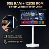 Téléviseur intelligent portable de 32 pouces avec support mobile, Android 14, 6 Go, 128 Go, tablette TV sans fil pour la maison, le bureau et l'affichage commercial
