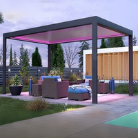 Pergola de jardin de luxe motorisée, imperméable, à toit à lamelles, en alliage d'aluminium, avec revêtement en poudre, personnalisable, pour patio, piscine