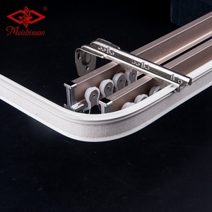 Iksun รางผ้าม่านโค้งงอได้ติดเพดานสีโรสโกลด์รางผ้าม่านโลหะแบบเงียบสองชั้น - Product Image 3