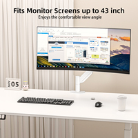 MD71M 17 "-43" 13kg Ressort à gaz robuste Bras de moniteur unique Support de bureau Support d'écran incurvé Support pour ordinateur Support VESA