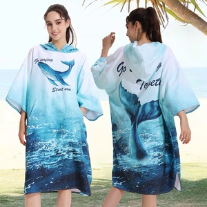 Serviette de bain en microfibre imprimée sur mesure à motif de dessin animé à séchage rapide <span class=keywords><strong>poncho</strong></span> à capuche personnalisé manches de poche <span class=keywords><strong>peignoir</strong></span> à langer <span class=keywords><strong>surf</strong></span> - Product Image 1