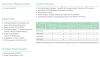 Ampèremètre numérique triphasé, précision de classe 0,5, communication RS485 Modbus RTU, rapport CT programmable, compteur de courant alternatif, panneau