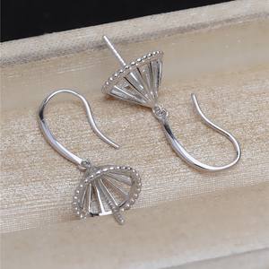 Accessoires de boucles d'oreilles en argent S925, crochet d'oreille Baotou, perle DIY, plateau vide, tendance, produit semi-fini avec placage or, 1241 - Product Image 3