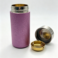 Thermos à double paroi isolé sous vide en titane avec motif givré, qualité alimentaire, pour cadeau, avec infuseur à thé