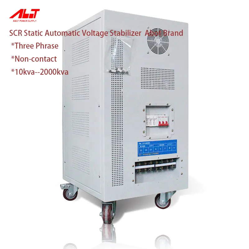 Automatic Voltage Regulator Voltage Stabilizer 220v 380v Abot ZBW AC 3 Phase Intelligent Non-Contact Type SCR IGBT Static Full Automatic 50kva Voltage Regulator Stabilizer