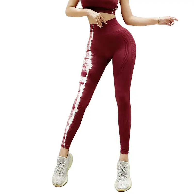 Tinta de malha popular para yoga, fita de cintura alta, feminina, leggings, para esportes ao ar livre