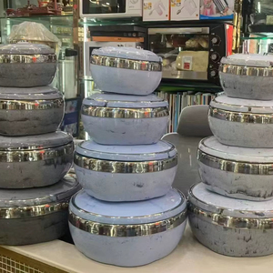 Ensemble de 4 casseroles isothermes robustes de grande capacité pour traiteur, 3L, <span class=keywords><strong>5L</strong></span>, 7L, 12L, pour maintien au chaud des aliments, type pot chaud, ustensiles de cuisine africains - Product Image 1