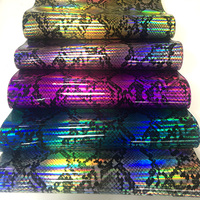 Rouleau de 30x135cm en similicuir avec motif de serpent holographique laser, similicuir synthétique, pour bricolage, fabrication de sac et de chaussures