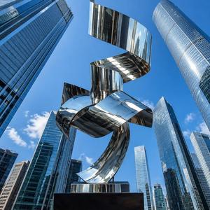 Escultura Moderna Abstracta de Acero Inoxidable Pulido con Acabado de Espejo, Adorno de Jardín para Exteriores, Arte Metálico, Estatua Decorativa para Plaza - Product Image 5
