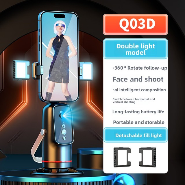 Q03 Auto Tracking Phone Holder 360 Degree Smart Selfie Gimbal Stabilizer Tripod Monopod Mounts Aluminum Alloy Gesture Control
