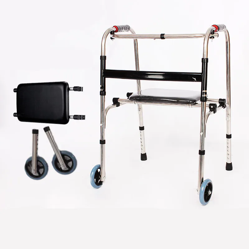 Handicap Deficiência Mobilidade Walker Com 2 Rodas Andando Aid Drive Medical Folding Pé Walker Idosos Deficientes Equipamento