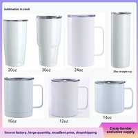 Tasse à eau en acier inoxydable 304 à double paroi sous vide avec poignée, mug de sublimation pour impression par transfert thermique, logo et image personnalisables