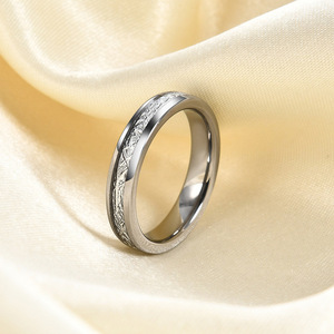 Stainless Steel <b>Ring</b> 4.6mm Wide Frosted Meteorite Pattern Unisex Wedding Band Jewelry - Product Image 3