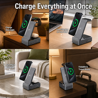 Nouveau support de charge sans fil tout-en-un en PVC compatible avec les téléphones et les montres connectées ; puissance de sortie 72W, ports USB-C/USB-A