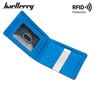กระเป๋าใส่บัตรผู้ชายแบบบาง ช่องใส่บัตรหลายช่อง ป้องกัน RFID ใช้ได้ทุกวัน สีดำ สีน้ำตาล สีฟ้า สีส้ม - Product Image 3