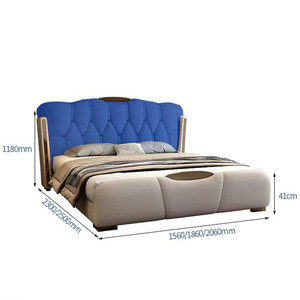 Ensemble de <span class=keywords><strong>lit</strong></span> de luxe léger en gros, mobilier de chambre à coucher haut de gamme, cadre de <span class=keywords><strong>lit</strong></span> king size design simple en cuir <span class=keywords><strong>avec</strong></span> rangement - Product Image 6