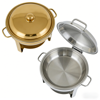 Set Pemanas Makanan Buffet Hotel Golden Key, Wadah Sajian Stainless Steel Emas Perak