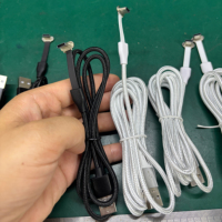 Kabel Data Pengisian Daya USB C Ultra Tipis Profil Rendah 3.3FT Warna Putih dengan Jalinan Nilon Khusus, Kabel USB C Sudut Kanan