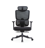 Chaise de bureau ergonomique de luxe moderne à dossier haut avec soutien lombaire et appui-tête réglables