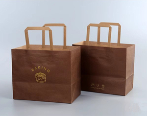 ถุงของขวัญกระดาษคราฟท์สีน้ำตาลแบบกำหนดเอง พร้อมหูหิ้วแบบแบน ปั๊มร้อนลายแบบอีโค - Product Image 4